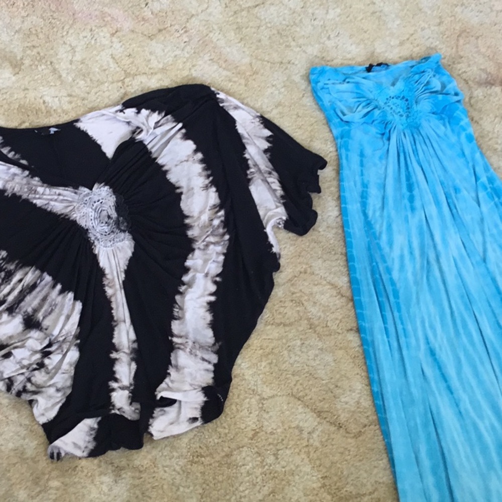 Sky flowy top and strapless maxi bundle